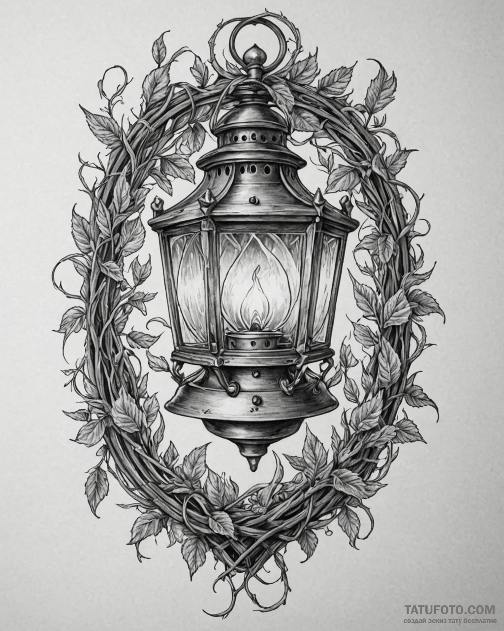 Ice lantern trapped in vines, concept art for... - эскиз тату (№1753095585_0, 21.07.2025 10:59) — Tatufoto.com