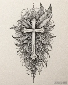 Ivory feathers caught in storm, tattoo flash... - эскиз тату (№1753096330_0, 21.07.2025 11:12) — Tatufoto.com