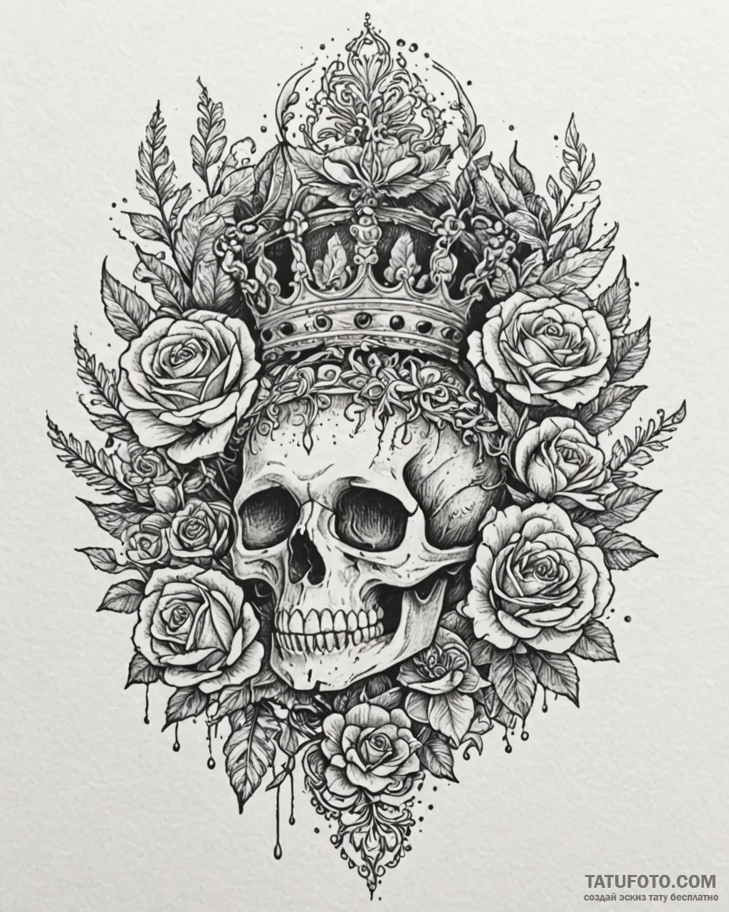 Sunken crown beneath coral reef, tattoo flash… — эскиз тату (№1753096910_0, 21.07.2025 11:21) — Tatufoto.com