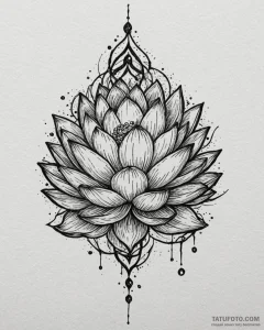 Lotus crown beneath shattered moon, tattoo fl... - эскиз тату (№1753097159_0, 21.07.2025 11:25) — Tatufoto.com