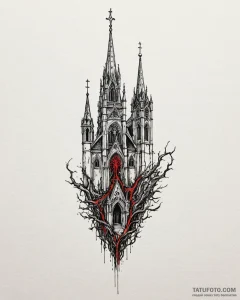 Cathedral's gothic architecture morphing into... - эскиз тату (№1753097990_0, 21.07.2025 11:39) — Tatufoto.com