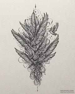 Single feather turning into a flock of tiny,... - эскиз тату (№1753098073_0, 21.07.2025 11:41) — Tatufoto.com