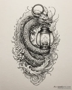 Oil lantern swinging in spectral wind, artist... - эскиз тату (№1753098322_0, 21.07.2025 11:45) — Tatufoto.com