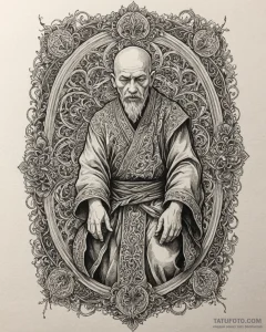 Monk, artistic tattoo sketch, highly detailed... - эскиз тату (№1753098571_0, 21.07.2025 11:49) — Tatufoto.com