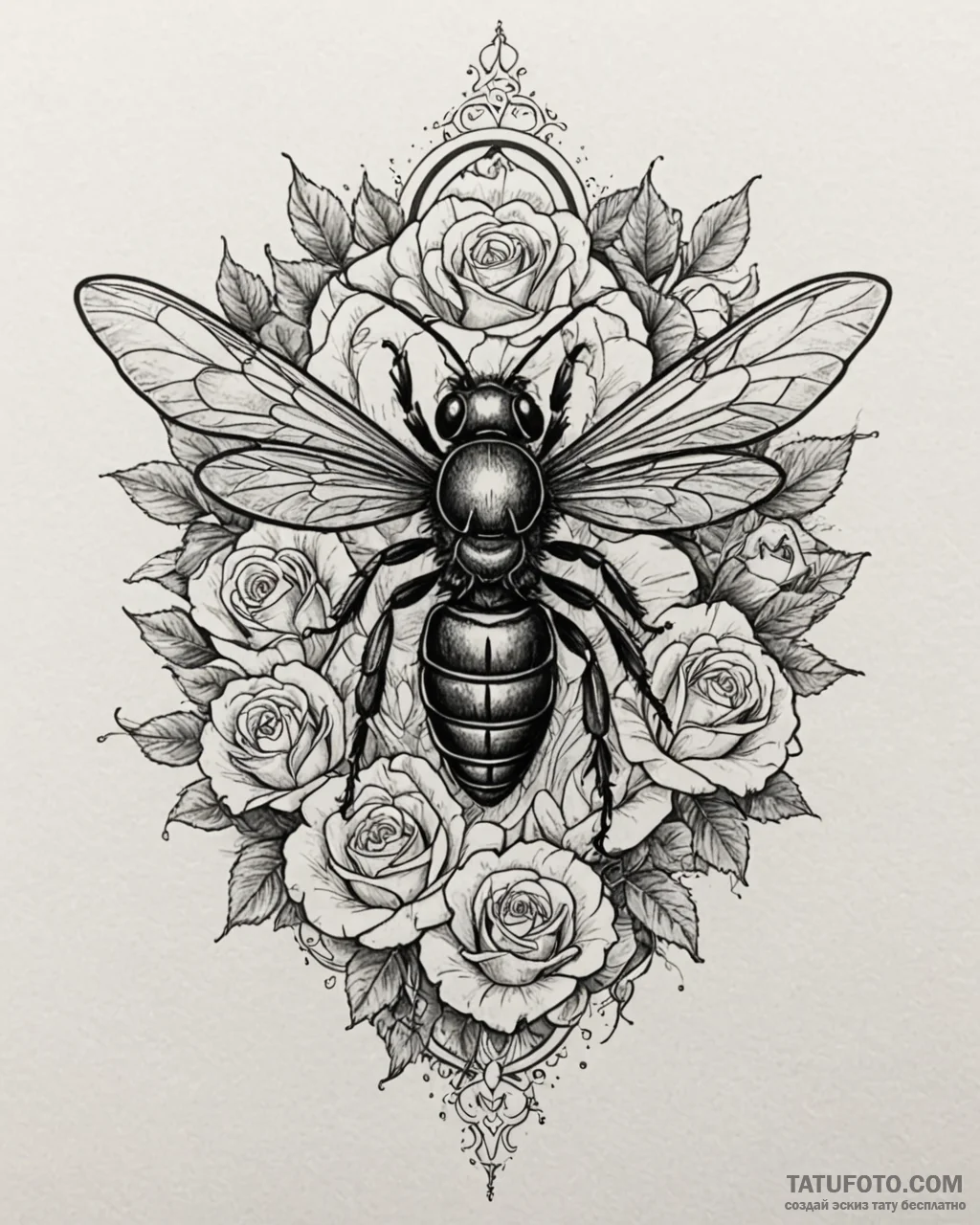 Wasp with a body of polished steel, tattoo sk... - эскиз тату (№1753099236_0, 21.07.2025 12:00) — Tatufoto.com
