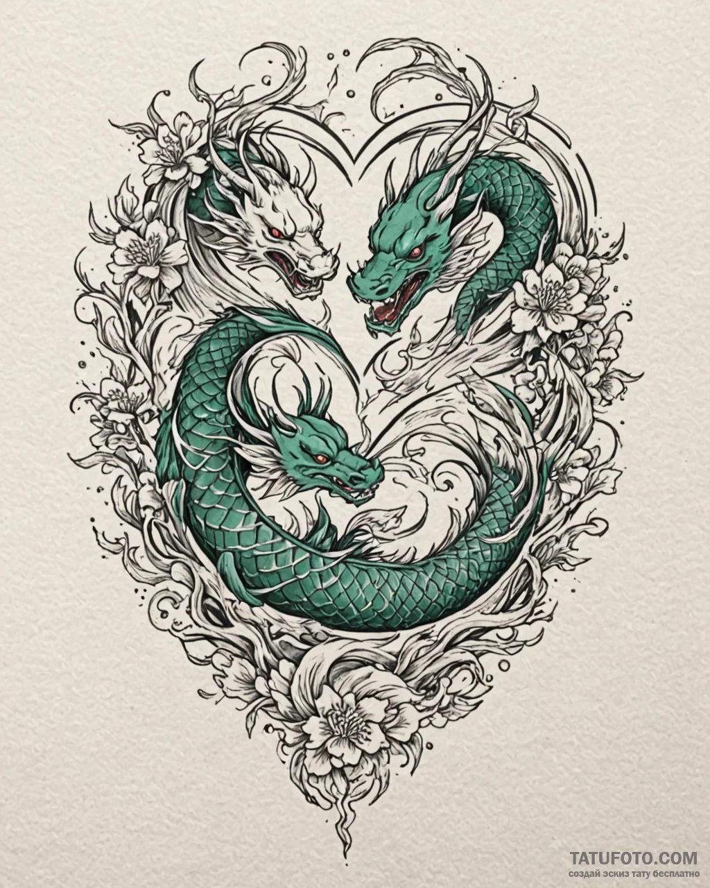 Emerald heart entwined with roots, tattoo lin... - эскиз тату (№1753099649_0, 21.07.2025 12:07) — Tatufoto.com