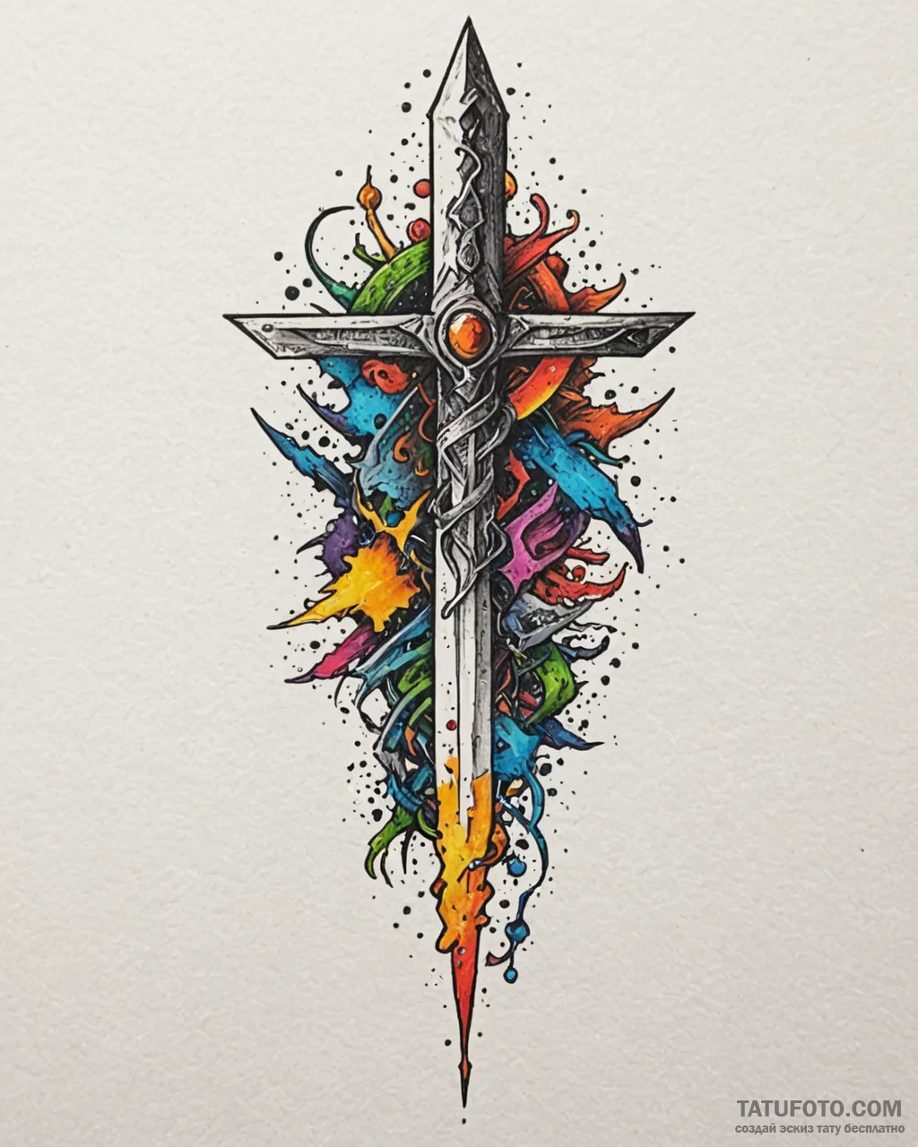 Dagger shattering cosmic sigil, concept art f... - эскиз тату (№1753099816_0, 21.07.2025 12:10) — Tatufoto.com