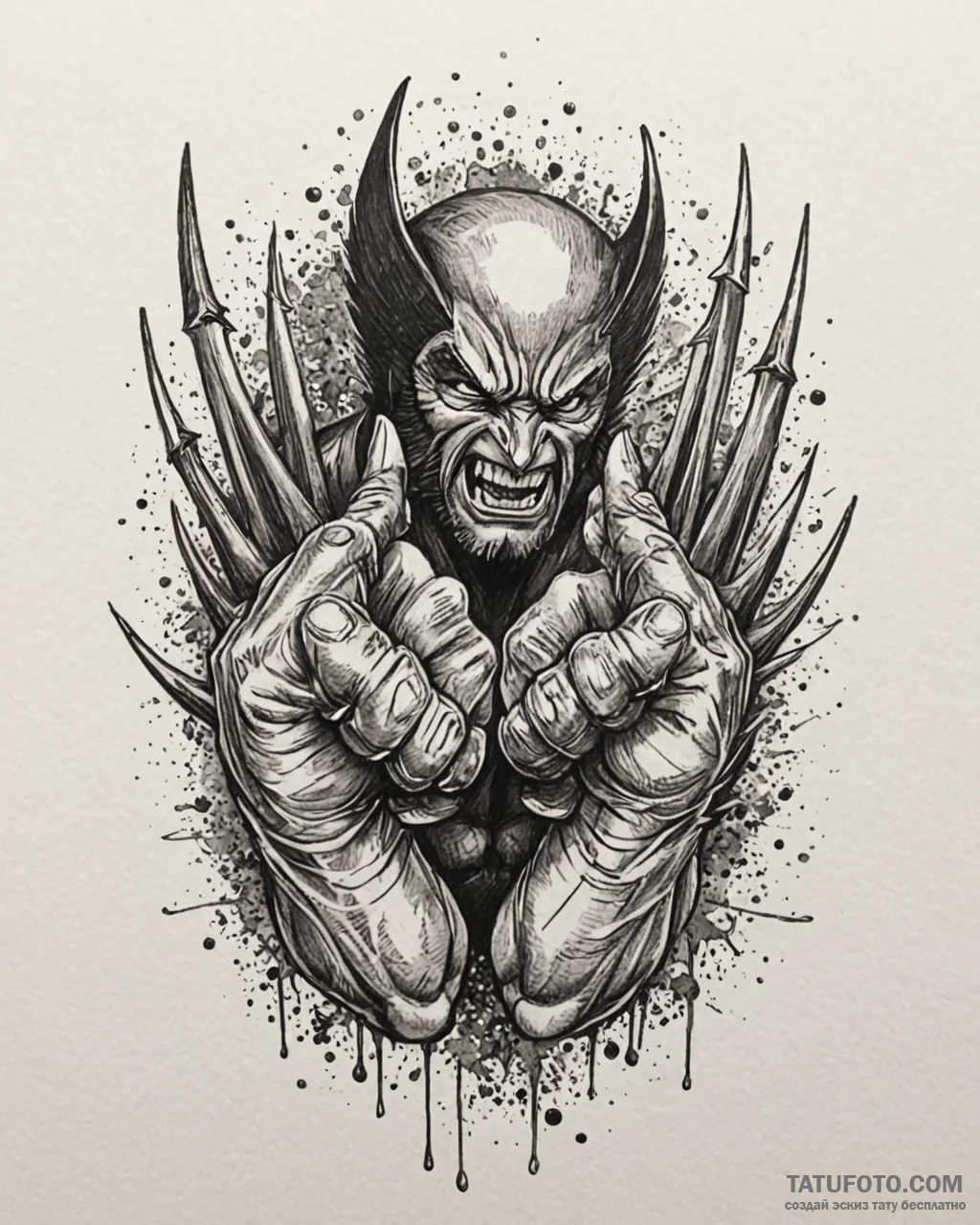 Wolverine's adamantium claws, extended and gl... - эскиз тату (№1753099899_0, 21.07.2025 12:11) — Tatufoto.com