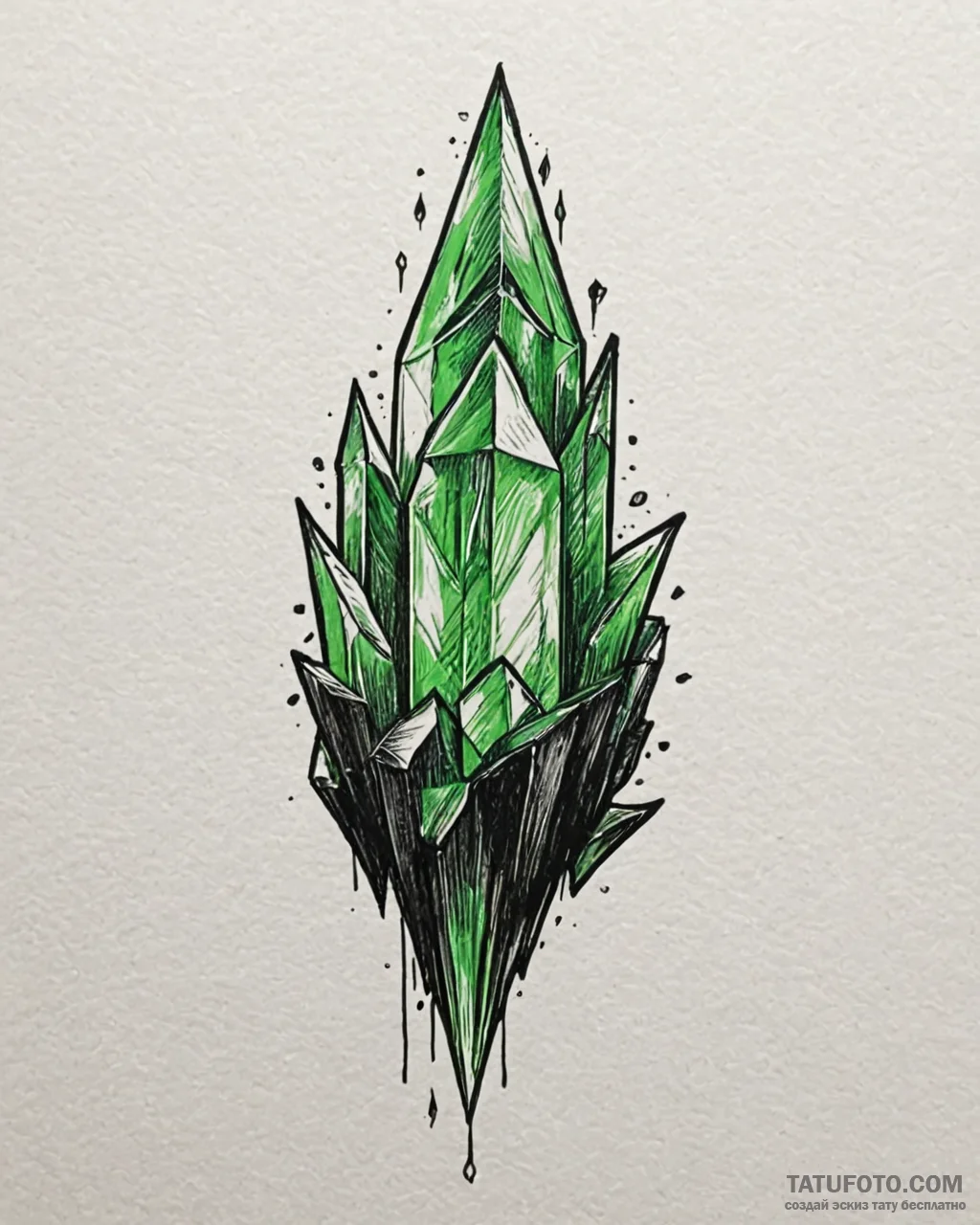 Kryptonite crystal, glowing green, concept ar... - эскиз тату (№1753099982_0, 21.07.2025 12:13) — Tatufoto.com