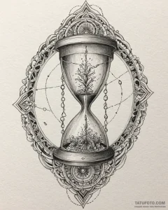 Ivory hourglass trapped in ice, concept art f... - эскиз тату (№1753100319_0, 21.07.2025 12:18) — Tatufoto.com