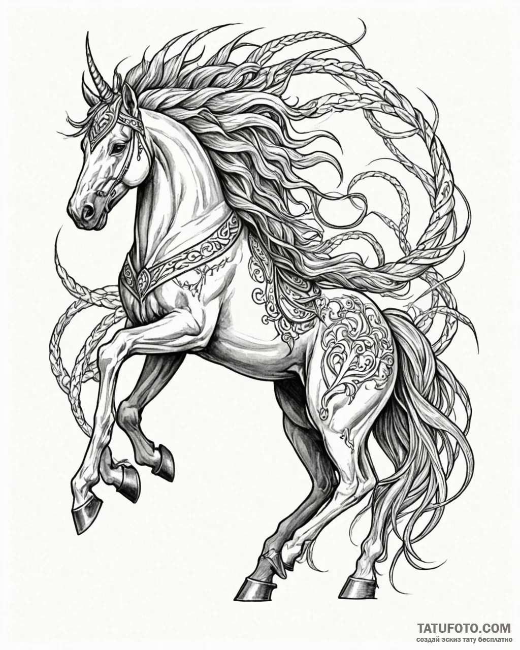 Sleipnir, odin's eight-legged horse - эскиз тату (№1753100403_0, 21.07.2025 12:20) — Tatufoto.com
