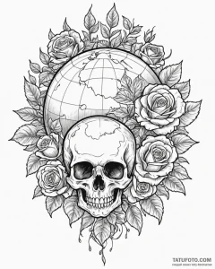 Globe, antique style, focused on a specific r... - эскиз тату (№1753100572_0, 21.07.2025 12:22) — Tatufoto.com