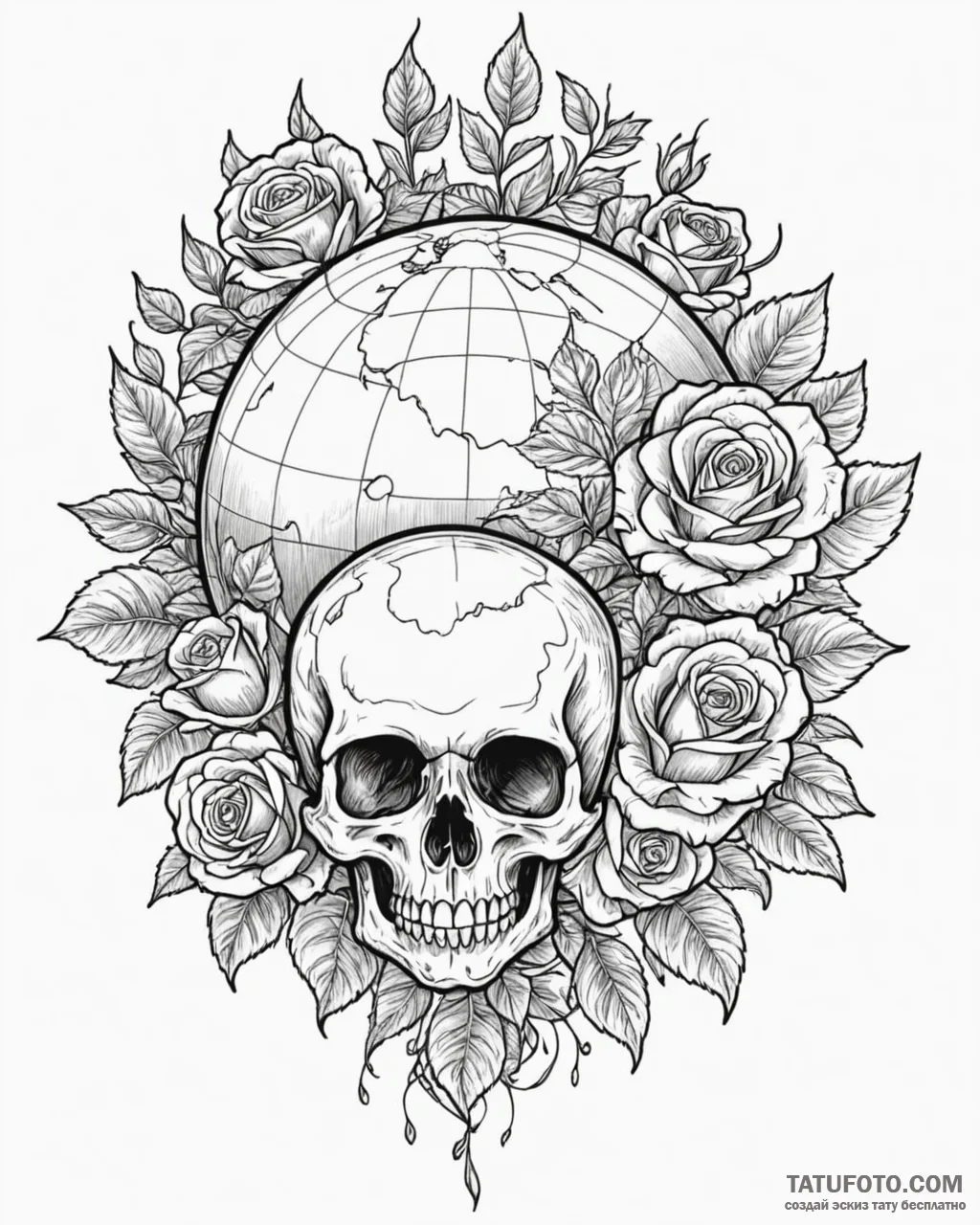 Globe, antique style, focused on a specific r... - эскиз тату (№1753100572_0, 21.07.2025 12:22) — Tatufoto.com
