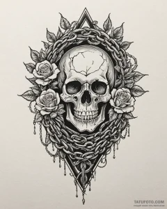 Fractured mirror bound in chains, tattoo flas... - эскиз тату (№1753100907_0, 21.07.2025 12:28) — Tatufoto.com