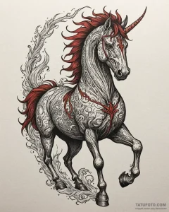 Nightmare (demon horse) with flaming hooves,... - эскиз тату (№1753101835_0, 21.07.2025 12:43) — Tatufoto.com