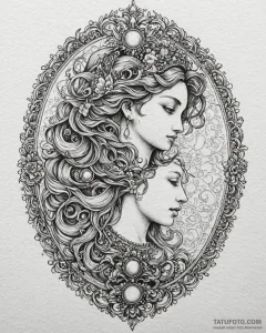 Cameo silhouette of a goddess, carved from mo... - эскиз тату (№1753102004_0, 21.07.2025 12:46) — Tatufoto.com