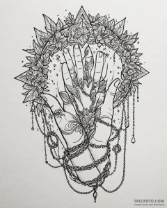 Delicate hand chains (hand harness) made of s... - эскиз тату (№1753102173_0, 21.07.2025 12:49) — Tatufoto.com
