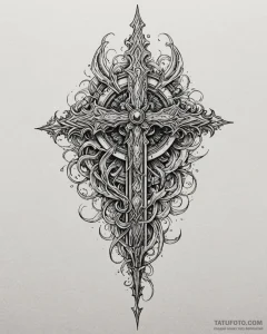 Dagger bleeding molten silver, tattoo sketch... - эскиз тату (№1753102510_0, 21.07.2025 12:55) — Tatufoto.com