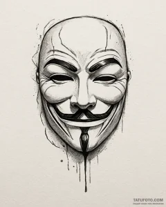 V's mask from v for vendetta, tattoo line art... - эскиз тату (№1753107336_0, 21.07.2025 14:15) — Tatufoto.com