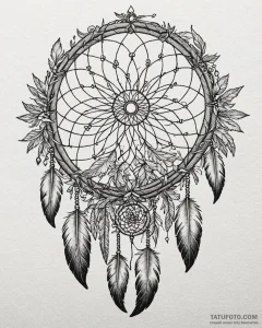 Dreamcatcher pierced by arrows, ink illustrat... - эскиз тату (№1753107761_0, 21.07.2025 14:22) — Tatufoto.com