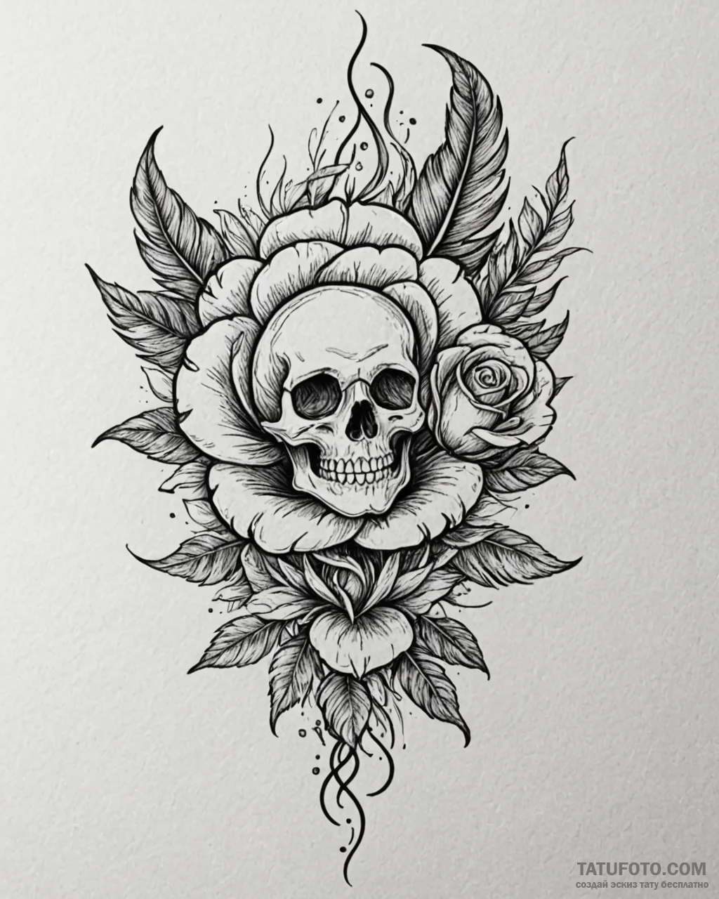 A burning feather, tattoo drawing outline, bl… — эскиз тату (№1753108101_0, 21.07.2025 14:28) — Tatufoto.com