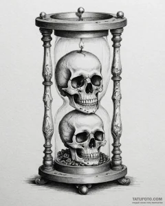 A memento mori still life (skull, hourglass,... - эскиз тату (№1753108439_0, 21.07.2025 14:33) — Tatufoto.com
