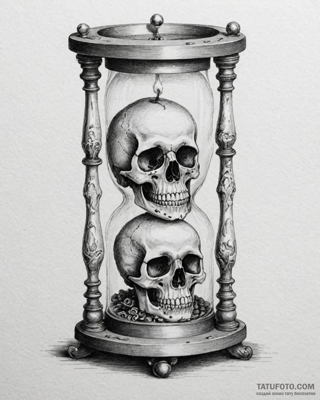 A memento mori still life (skull, hourglass,... - эскиз тату (№1753108439_0, 21.07.2025 14:33) — Tatufoto.com