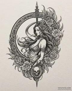 Scythe, tattoo line art, on a clean white pap... - эскиз тату (№1753108606_0, 21.07.2025 14:36) — Tatufoto.com