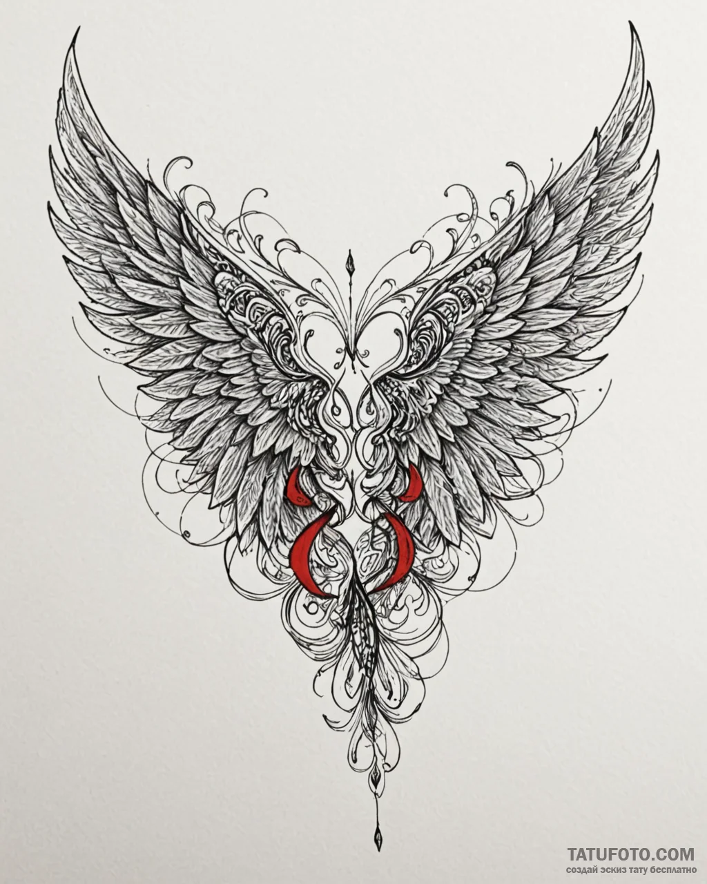Engraved wings wrapped in shadows, tattoo ske... - эскиз тату (№1753108947_0, 21.07.2025 14:42) — Tatufoto.com