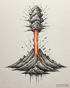 Volcano erupting with magma and lightning, ar... - эскиз тату (№1753109457_0, 21.07.2025 14:50) — Tatufoto.com