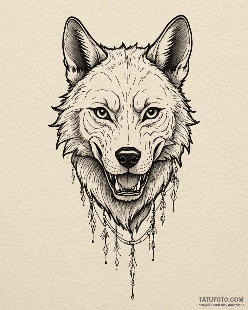 Feral child wearing a wolf's skull as a mask,... - эскиз тату (№1753110134_0, 21.07.2025 15:02) — Tatufoto.com