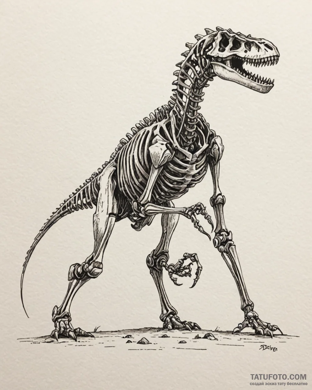 Paleontologist uncovering a robotic dinosaur... - эскиз тату (№1753110220_0, 21.07.2025 15:03) — Tatufoto.com