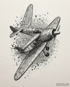 Propeller from a vintage airplane, tattoo lin... - эскиз тату (№1753110305_0, 21.07.2025 15:05) — Tatufoto.com