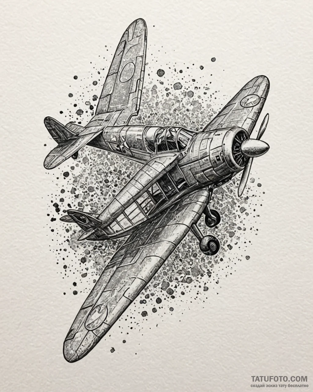 Propeller from a vintage airplane, tattoo lin... - эскиз тату (№1753110305_0, 21.07.2025 15:05) — Tatufoto.com