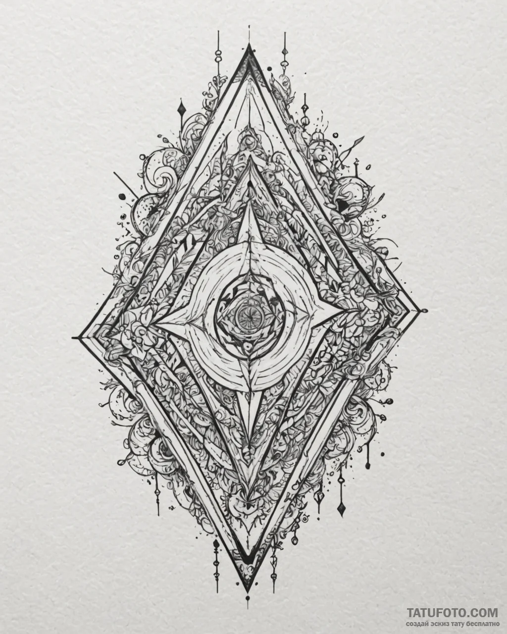 Ivory arrow shattering sigil, ink illustratio… — эскиз тату (№1753110644_0, 21.07.2025 15:10) — Tatufoto.com
