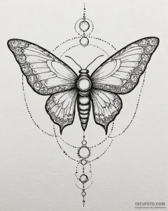 Celestial moth with moon phases detailed on i... - эскиз тату (№1753110897_0, 21.07.2025 15:14) — Tatufoto.com