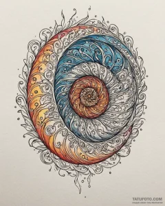 Nautilus shell with chambers filled with nebu... - эскиз тату (№1753111404_0, 21.07.2025 15:23) — Tatufoto.com