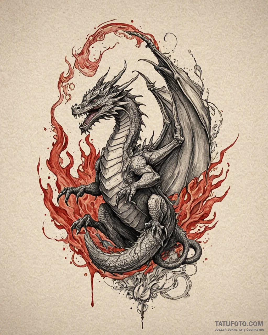Dragon rider in spectral flames, tattoo sketc… — эскиз тату (№1753111489_0, 21.07.2025 15:24) — Tatufoto.com