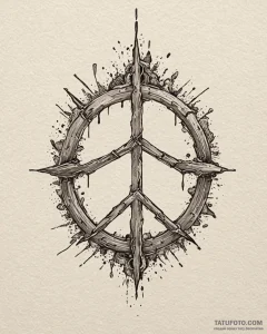The peace symbol made from broken weapons, in... - эскиз тату (№1753111574_0, 21.07.2025 15:26) — Tatufoto.com