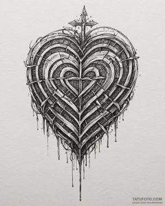 Labyrinth heart trapped in glass, tattoo line... - эскиз тату (№1753112251_0, 21.07.2025 15:37) — Tatufoto.com