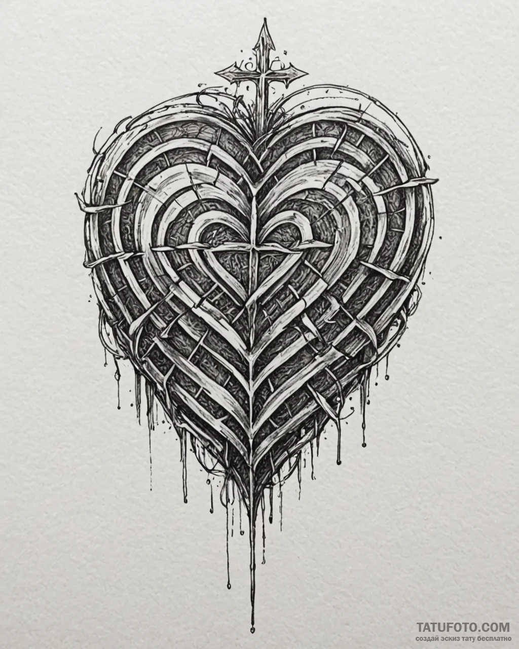 Labyrinth heart trapped in glass, tattoo line... - эскиз тату (№1753112251_0, 21.07.2025 15:37) — Tatufoto.com