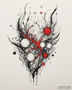 Opal beads falling through air, tattoo drawin... - эскиз тату (№1753112421_0, 21.07.2025 15:40) — Tatufoto.com
