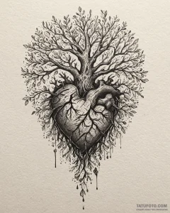 Etched heart beneath spectral tree, tattoo sk... - эскиз тату (№1753112589_0, 21.07.2025 15:43) — Tatufoto.com