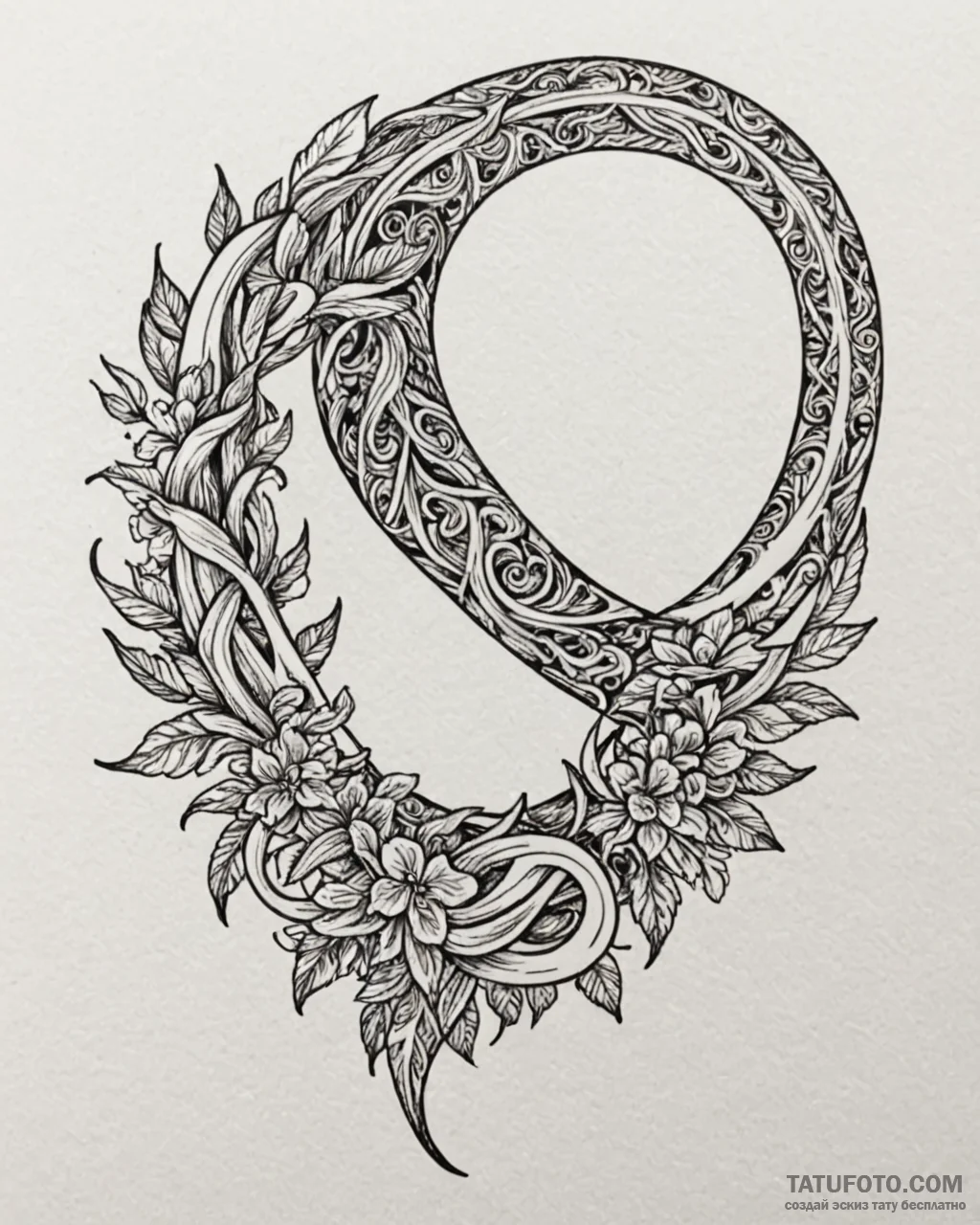 Karambit knife entwined with roots, tattoo fl... - эскиз тату (№1753112759_0, 21.07.2025 15:45) — Tatufoto.com