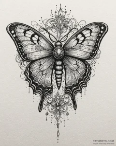 Atomic moth with torn patterns, tattoo sketch... - эскиз тату (№1753113014_0, 21.07.2025 15:50) — Tatufoto.com
