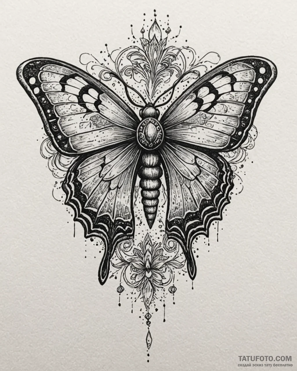 Atomic moth with torn patterns, tattoo sketch… — эскиз тату (№1753113014_0, 21.07.2025 15:50) — Tatufoto.com