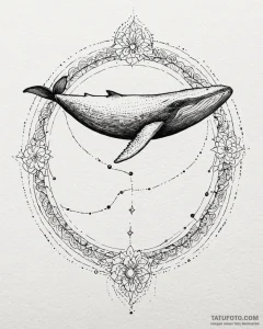 Whale breaching from an ocean of stars, ink i... - эскиз тату (№1753113099_0, 21.07.2025 15:51) — Tatufoto.com