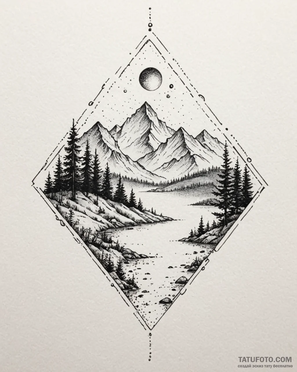 A dotwork landscape - эскиз тату (№1753113691_0, 21.07.2025 16:01) — Tatufoto.com