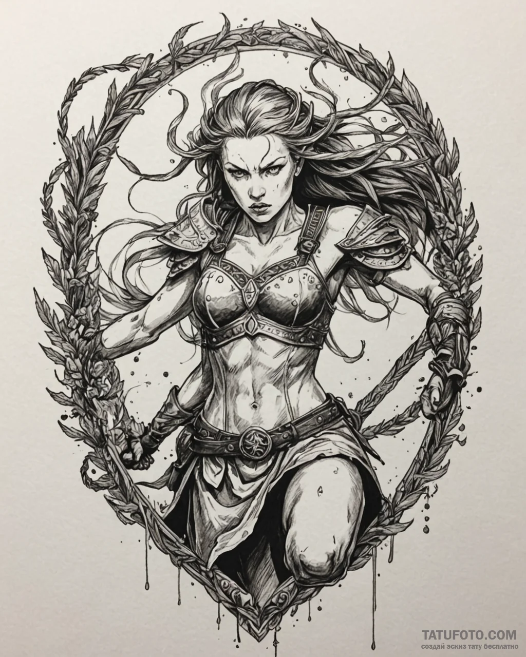 Shieldmaiden, fierce and determined, in the m... - эскиз тату (№1753113775_0, 21.07.2025 16:02) — Tatufoto.com