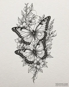 Tattoo sketch, delicate butterfly perched on... - эскиз тату (№1753113944_0, 21.07.2025 16:05) — Tatufoto.com
